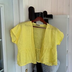 Sunny yellow Italian linen bolero cardigan - size M - excellent condition